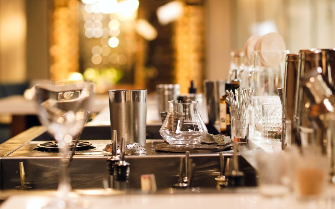 a bunch of cups and glasses used for catering